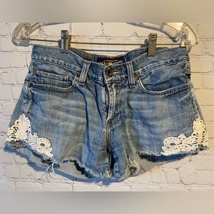 Lucky Brand Riley Jean Shorts with lace detailing